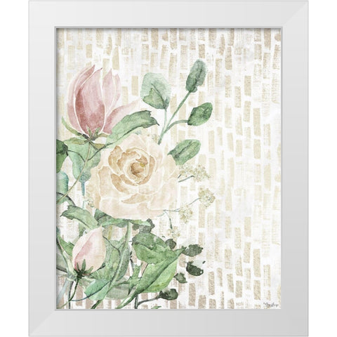 Neutral Flowers White Modern Wood Framed Art Print by Louise, Gigi