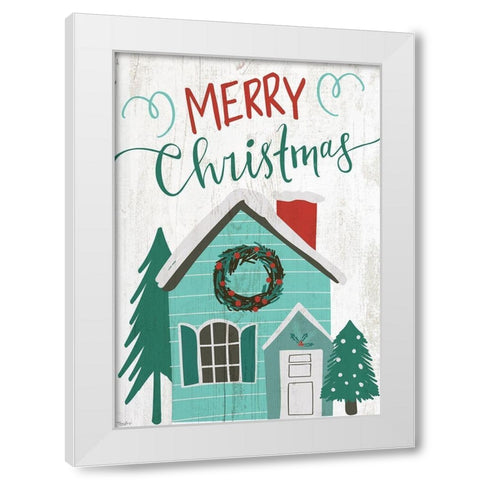 Christmas House Flag White Modern Wood Framed Art Print by Louise, Gigi