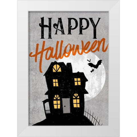 Halloween House Flag White Modern Wood Framed Art Print by Louise, Gigi