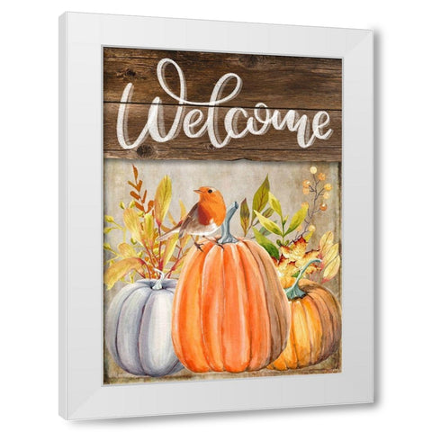 Welcome Bird Flag White Modern Wood Framed Art Print by Louise, Gigi
