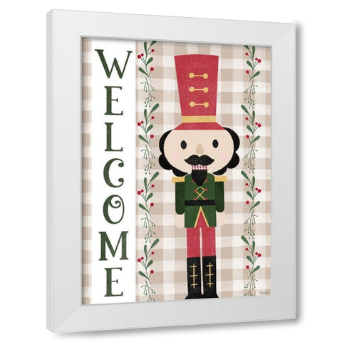 Welcome Nutcracker Flag White Modern Wood Framed Art Print by Louise, Gigi