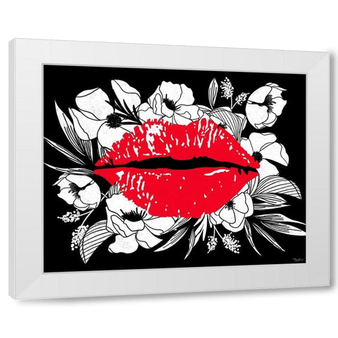 Floral Lips White Modern Wood Framed Art Print by Louise, Gigi