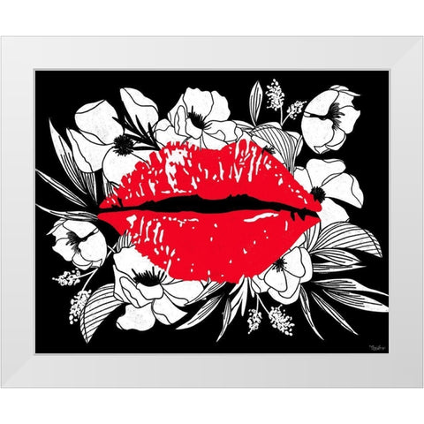 Floral Lips White Modern Wood Framed Art Print by Louise, Gigi