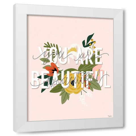You Beautiful Floral White Modern Wood Framed Art Print by Louise, Gigi