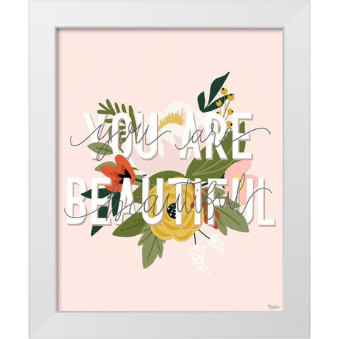 You Beautiful Floral White Modern Wood Framed Art Print by Louise, Gigi