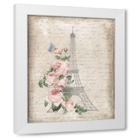 Eiffel Floral White Modern Wood Framed Art Print by Louise, Gigi