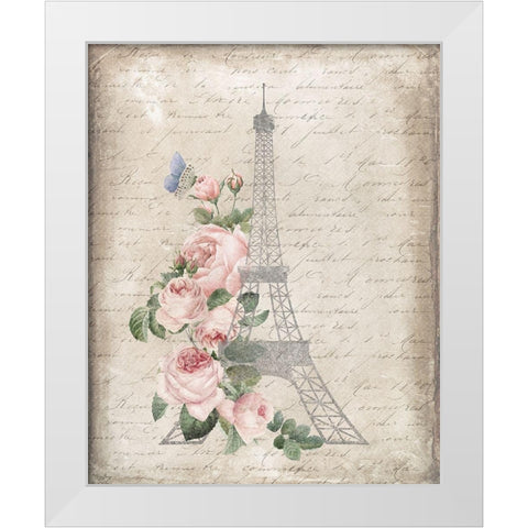 Eiffel Floral White Modern Wood Framed Art Print by Louise, Gigi