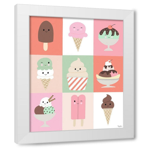 Ice Cream Faces White Modern Wood Framed Art Print by Louise, Gigi