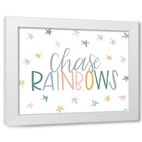 Chase Rainbows White Modern Wood Framed Art Print by Louise, Gigi