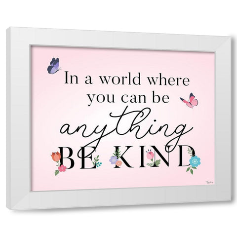 Be Kind Butterflies White Modern Wood Framed Art Print by Louise, Gigi