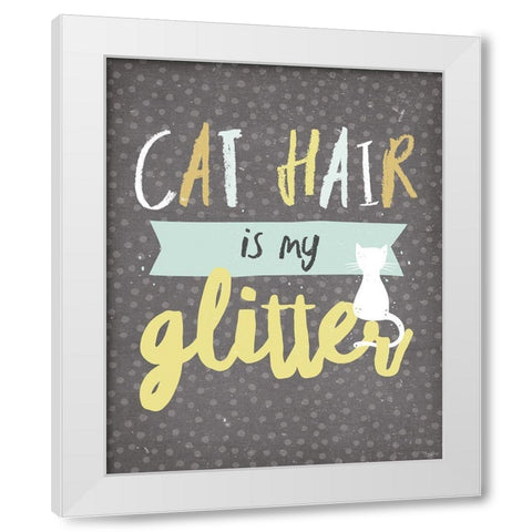 Cat Hair Glitter White Modern Wood Framed Art Print by Louise, Gigi