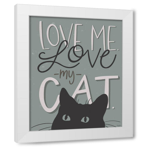 Love Cat White Modern Wood Framed Art Print by Louise, Gigi