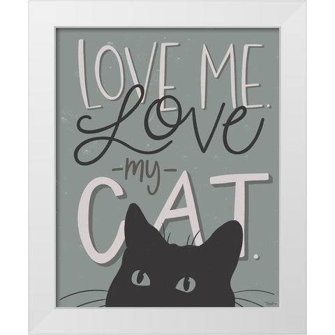 Love Cat White Modern Wood Framed Art Print by Louise, Gigi