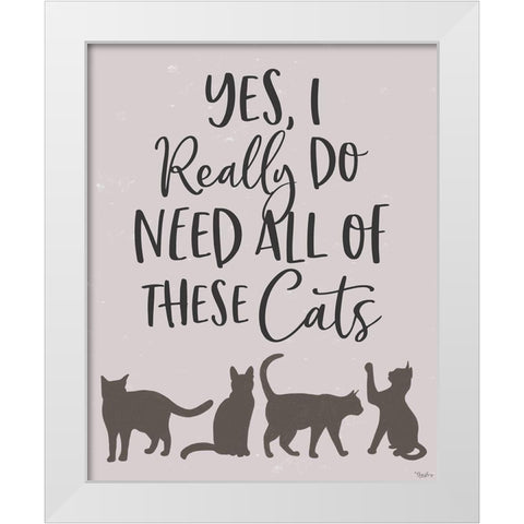 These Cats White Modern Wood Framed Art Print by Louise, Gigi