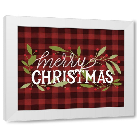 Christmas Plaid White Modern Wood Framed Art Print by Louise, Gigi