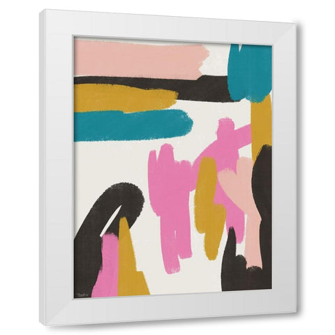 Pink Abstract White Modern Wood Framed Art Print by Louise, Gigi