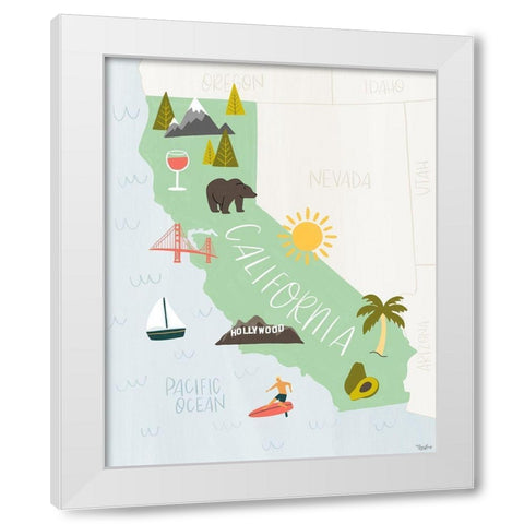 California Icons White Modern Wood Framed Art Print by Louise, Gigi