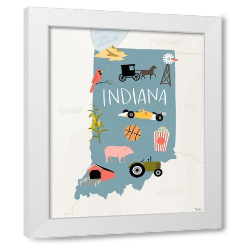 Indiana Icons White Modern Wood Framed Art Print by Louise, Gigi