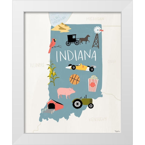 Indiana Icons White Modern Wood Framed Art Print by Louise, Gigi