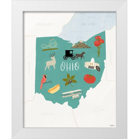 Ohio Icons White Modern Wood Framed Art Print by Louise, Gigi