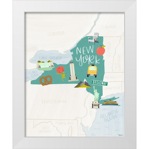 New York Icons Teal White Modern Wood Framed Art Print by Louise, Gigi