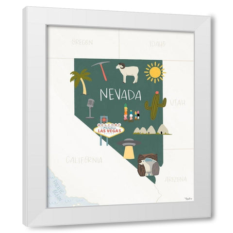 Nevada Icons White Modern Wood Framed Art Print by Louise, Gigi