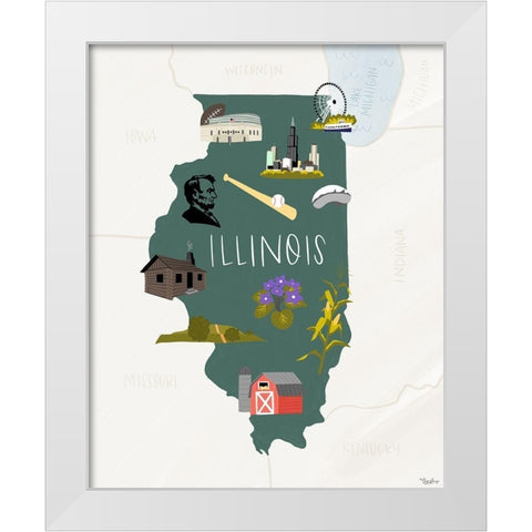 Illinois Icons 2 White Modern Wood Framed Art Print by Louise, Gigi