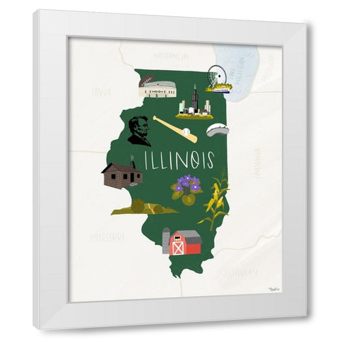 Illinois Icons White Modern Wood Framed Art Print by Louise, Gigi