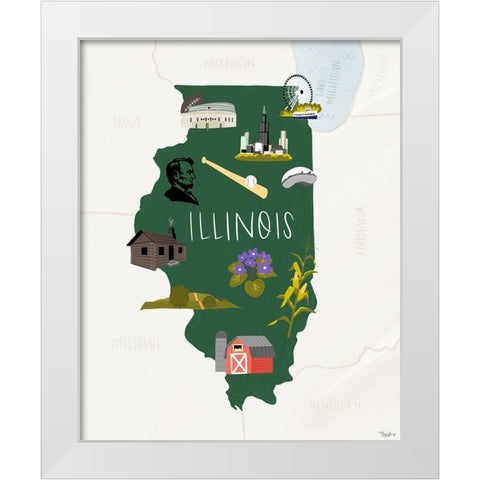 Illinois Icons White Modern Wood Framed Art Print by Louise, Gigi