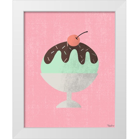 One Scoop Sundae White Modern Wood Framed Art Print by Louise, Gigi