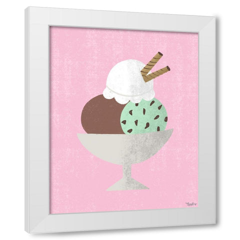 Three Scoop Sundae White Modern Wood Framed Art Print by Louise, Gigi