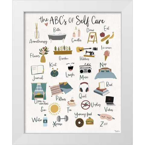 ABC Self Care White Modern Wood Framed Art Print by Louise, Gigi