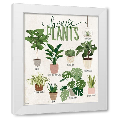 Vintage House Plants White Modern Wood Framed Art Print by Louise, Gigi