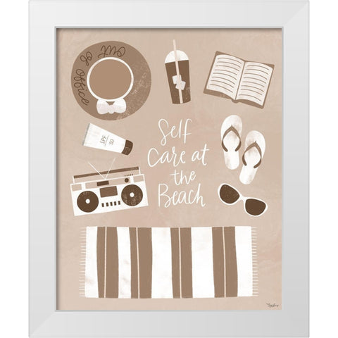 Self Care Beach White Modern Wood Framed Art Print by Louise, Gigi