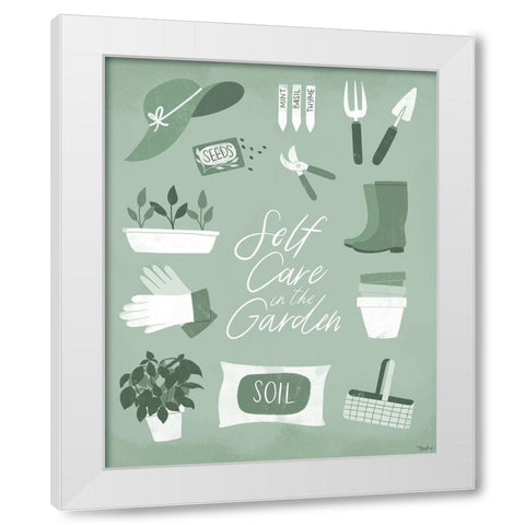 Self Care Garden White Modern Wood Framed Art Print by Louise, Gigi