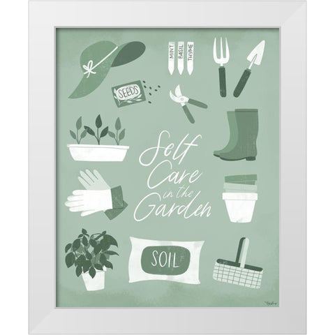Self Care Garden White Modern Wood Framed Art Print by Louise, Gigi