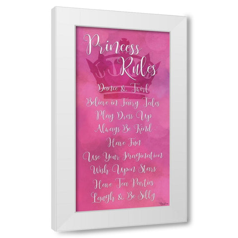 Princess Rules Script White Modern Wood Framed Art Print by Louise, Gigi