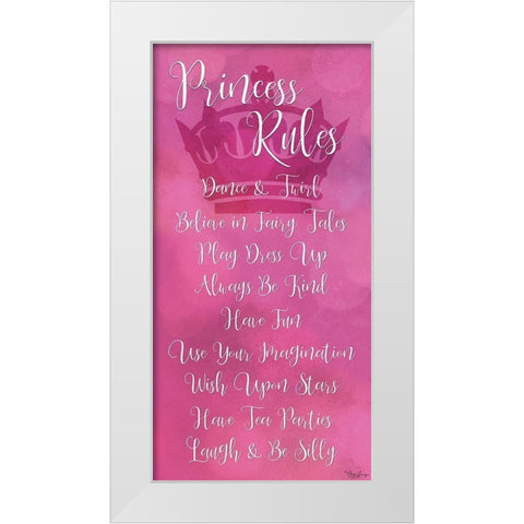 Princess Rules Script White Modern Wood Framed Art Print by Louise, Gigi