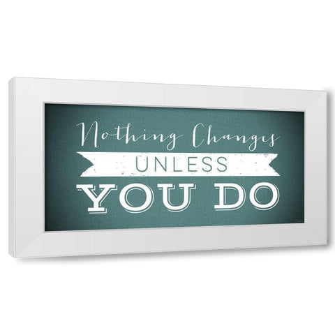 Changes Teal White Modern Wood Framed Art Print by Louise, Gigi