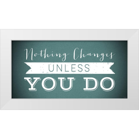 Changes Teal White Modern Wood Framed Art Print by Louise, Gigi