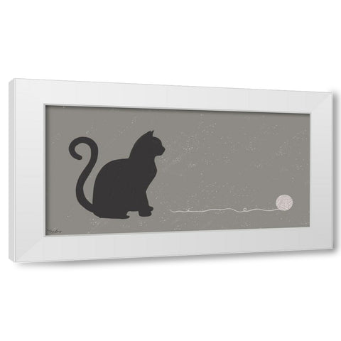Cat Yarn White Modern Wood Framed Art Print by Louise, Gigi