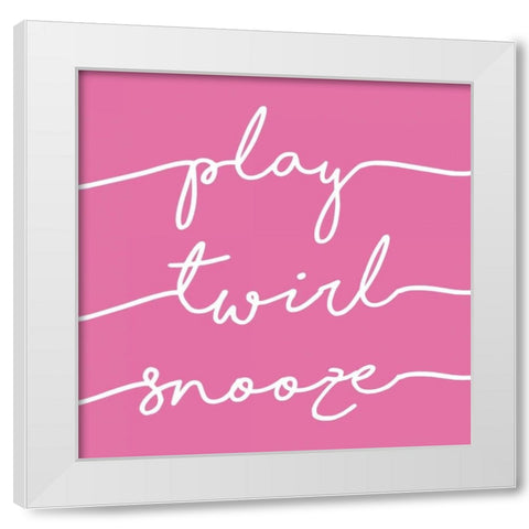Play Twirl Snooze PINK White Modern Wood Framed Art Print by Louise, Gigi