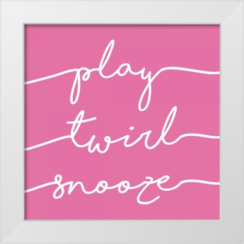 Play Twirl Snooze PINK White Modern Wood Framed Art Print by Louise, Gigi