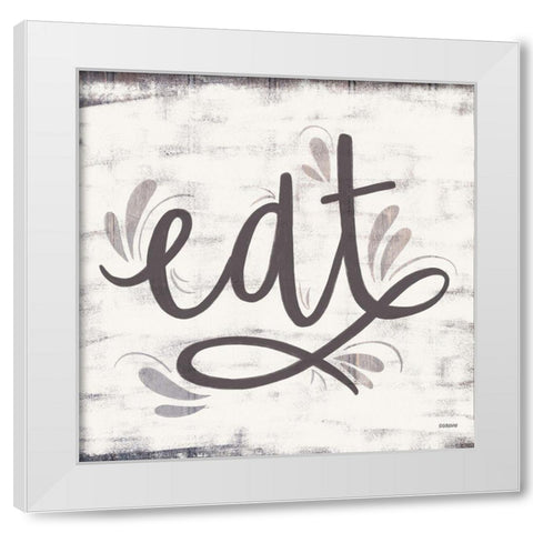 Eat White Modern Wood Framed Art Print by Louise, Gigi