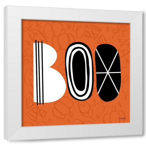 BOO White Modern Wood Framed Art Print by Louise, Gigi