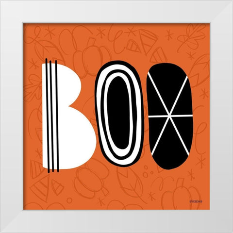 BOO White Modern Wood Framed Art Print by Louise, Gigi