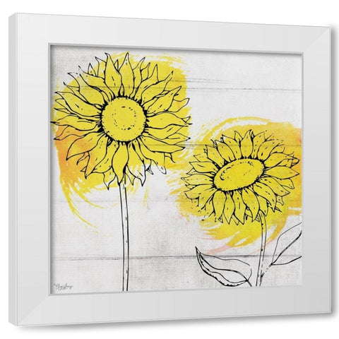 Two Sunflowers White Modern Wood Framed Art Print by Louise, Gigi