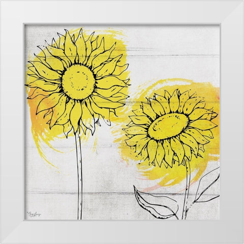 Two Sunflowers White Modern Wood Framed Art Print by Louise, Gigi