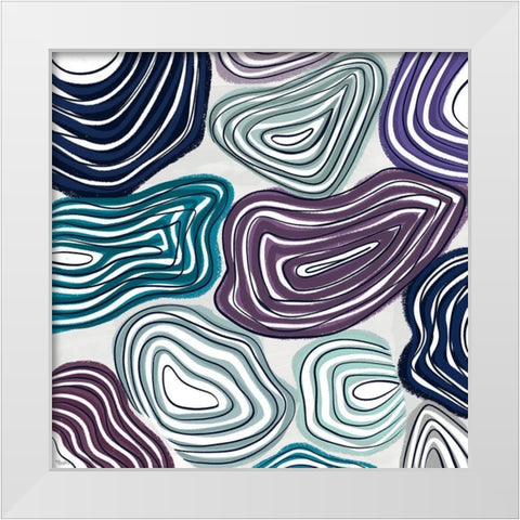 Purple Geodes White Modern Wood Framed Art Print by Louise, Gigi
