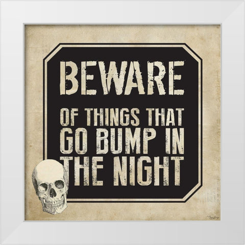 Beware White Modern Wood Framed Art Print by Louise, Gigi